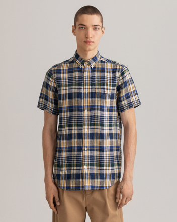 Bilde av GANT REG LINEN MADRAS SS SHIRT