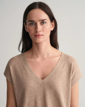 Bilde av GANT DAME LINEN BLEND V-NECK VEST