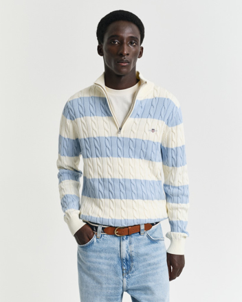 Bilde av GANT STRIPED COTTON CABLE HALF ZIP