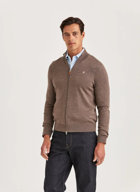 Bilde av MORRIS M MERINO CABLE ZIP CARDIGAN